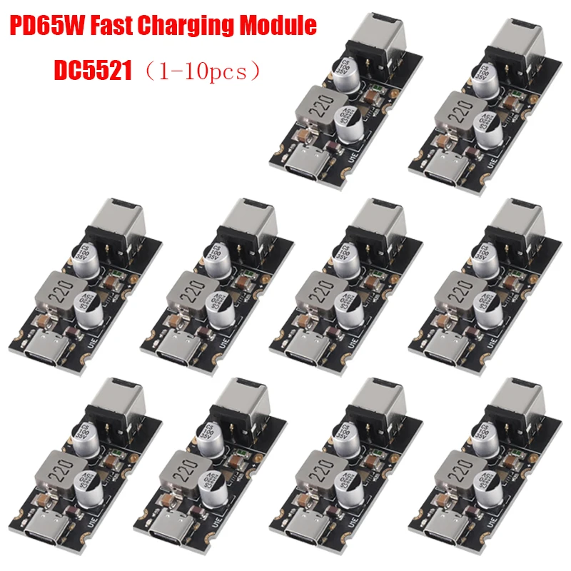 1-10 PCS QC4.0 QC3.0 Type-C USB PD65W Fast Charging Adapter Module DC8-32V 3.25A 65W Step Down Module（DC5521 5.5X2.1mm)