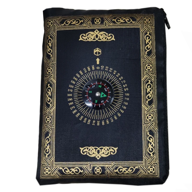 Can be customized wholesale Portable  Muslim Prayer Mat Rug With Compass  Carpet Vintage Pattern Islamic Eid  Gift Blanket Mats