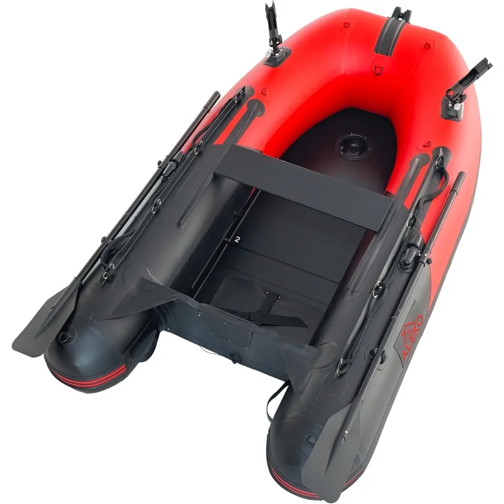 

Inflatable Boat Yacht Dinghy Tender Raft Multi Person Fishing Boat Aluminum Floor Oars Fishing Rod Holders