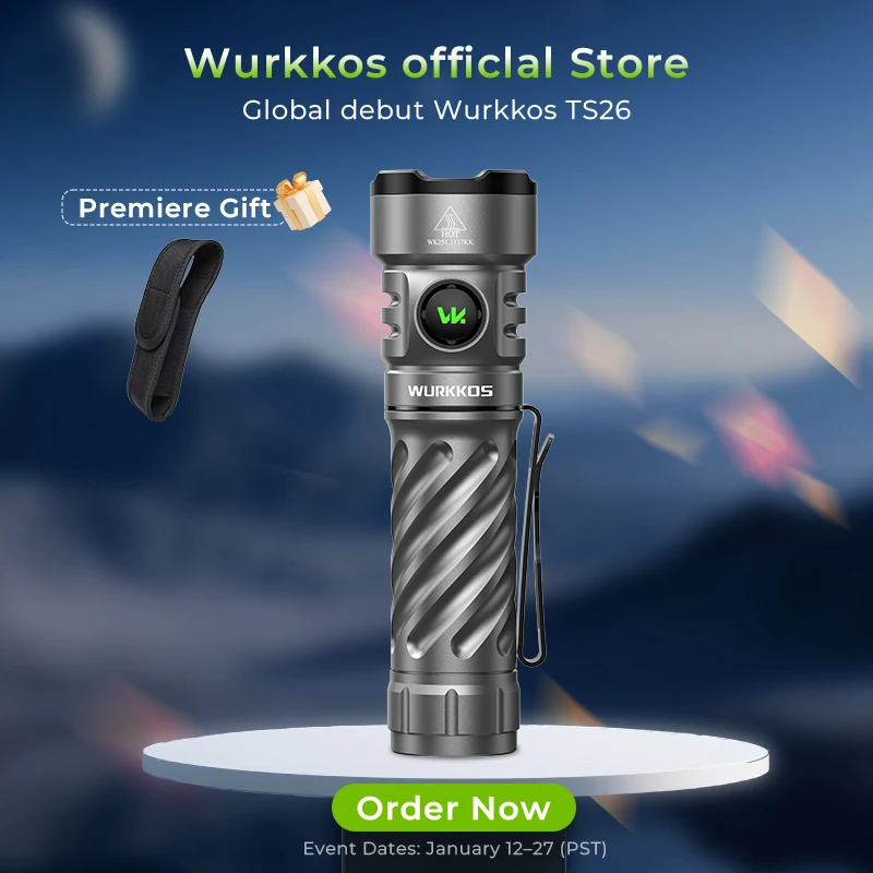 

Wurkkos TS26 RGB Flashlight 3400 Lm USB-C Rechargeable Portable EDC Professional Outdoor Light with Magnetic Tail Cap 21700