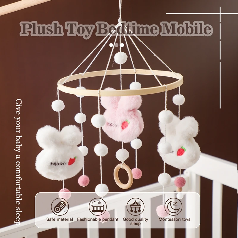 Baby Rattle Toys 0-12 Months Felt Wooden Mobile Newborn Music Box Crochet Bed Bell Plush Hanging Toys Holder Arm Bracket ﻿Gifts
