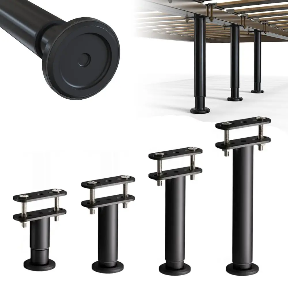 

Adjustable Bed Frame Support Legs Heavy Duty Black Bed Slats Support Legs Metal Load-bearing Furniture Legs