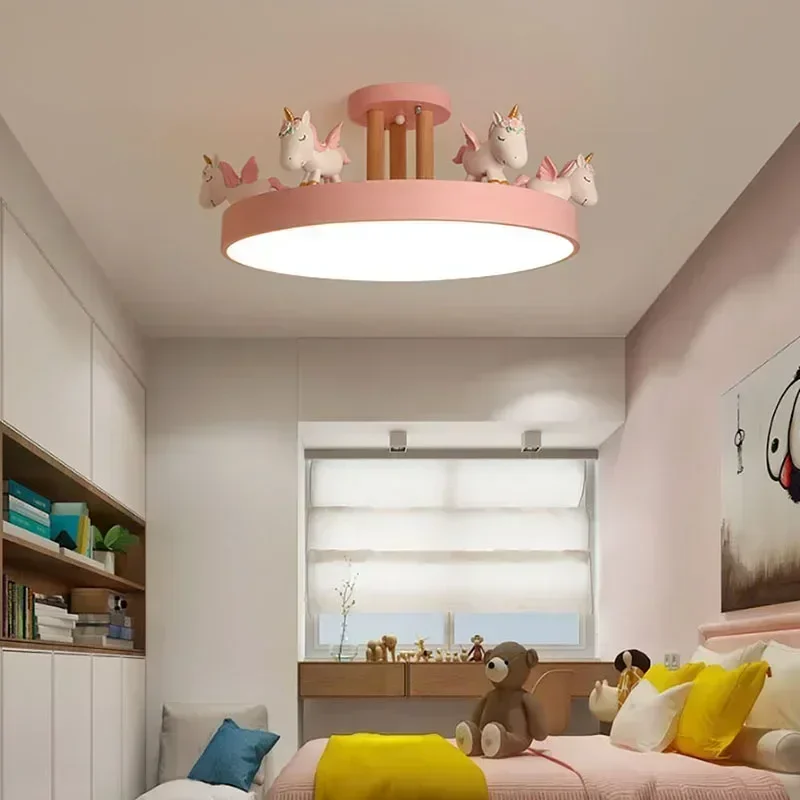 

Современный потолочный светильник с единорогом, розовый мультяшный светильник, дизайнерский потолочный светильник для детской комнаты, потолочные светильники для гостиной, комнаты для девочек
