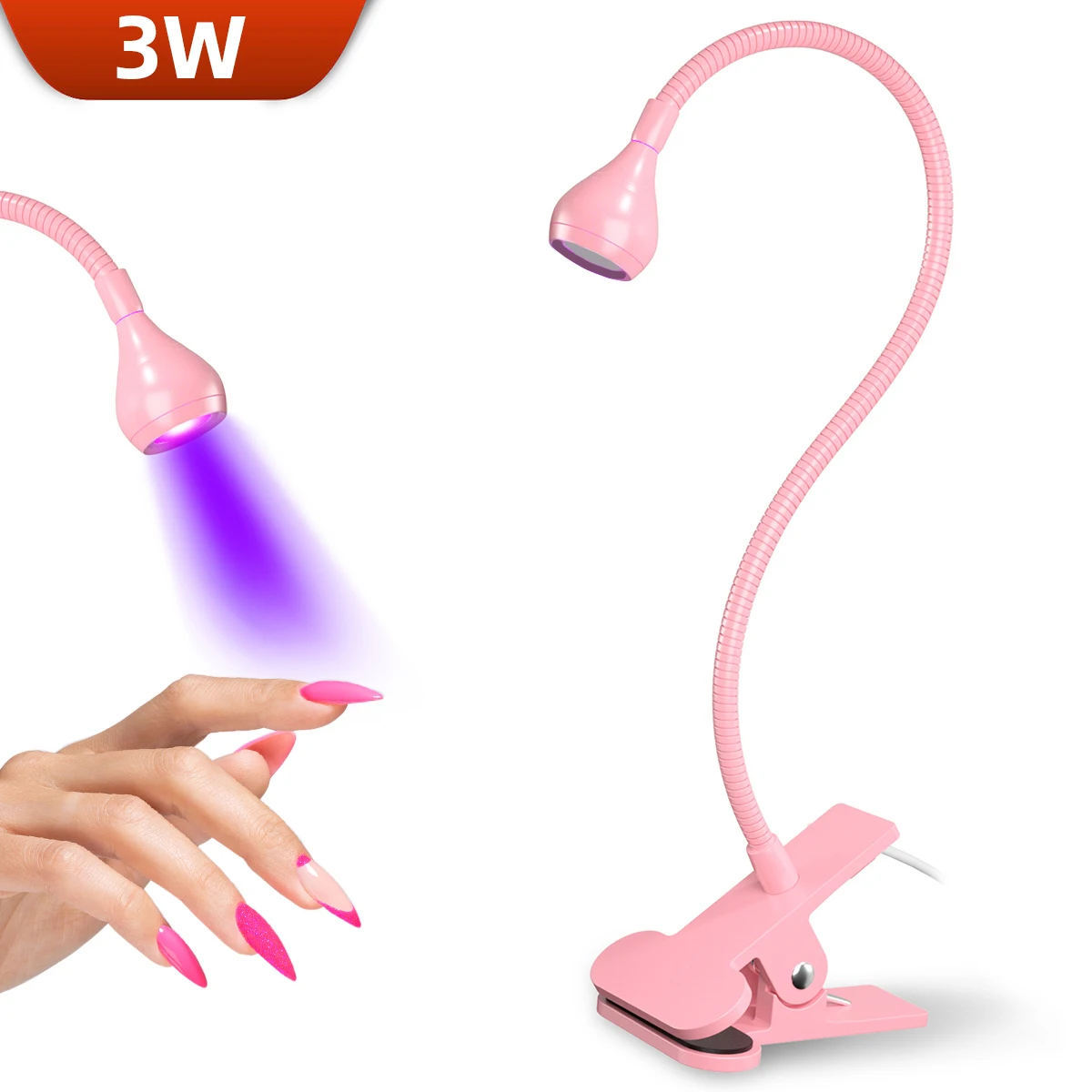 3W Mini Uv Led Nagellamp Licht Droger Ultraviolet Flexibele Clip-On Bureau Usb Gel Polish Nagellamp 360 ° Buigbare Tafellamp Ontwerp