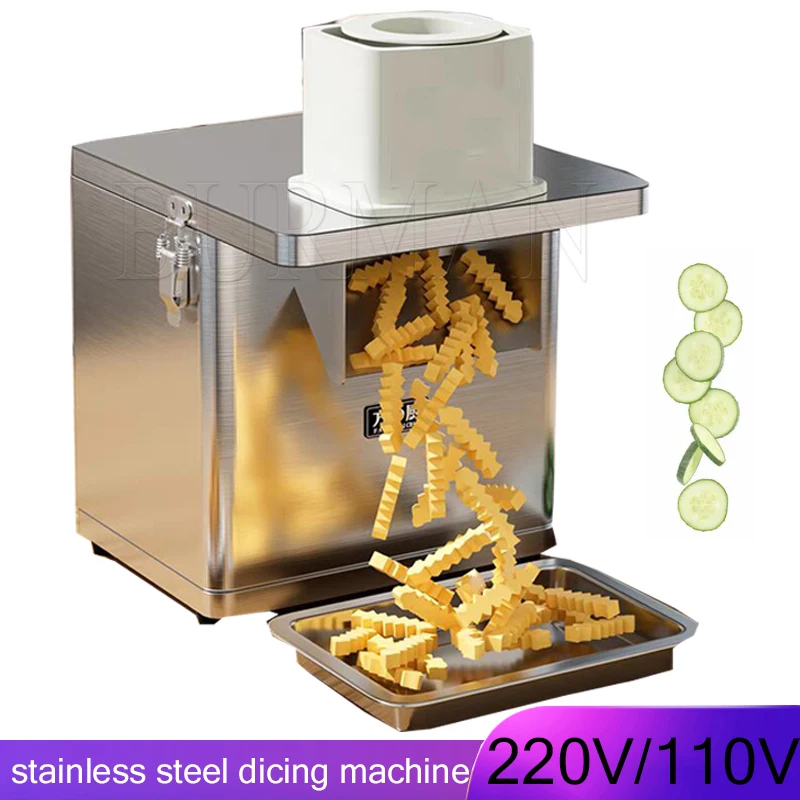 

Commercial Electric Vegetable Cutter Wave Potato Slicer Large Inlet Fruit Slicer Pieces OR Dice Cutting Food Processor