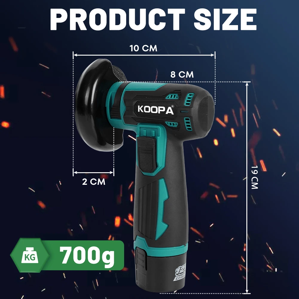 Koopa 19500rpm Mini Angle Grinder Power Tools,Handheld Portable Electric Grinder Machine with 2 Cutting Disc and 2.0Ah Battery