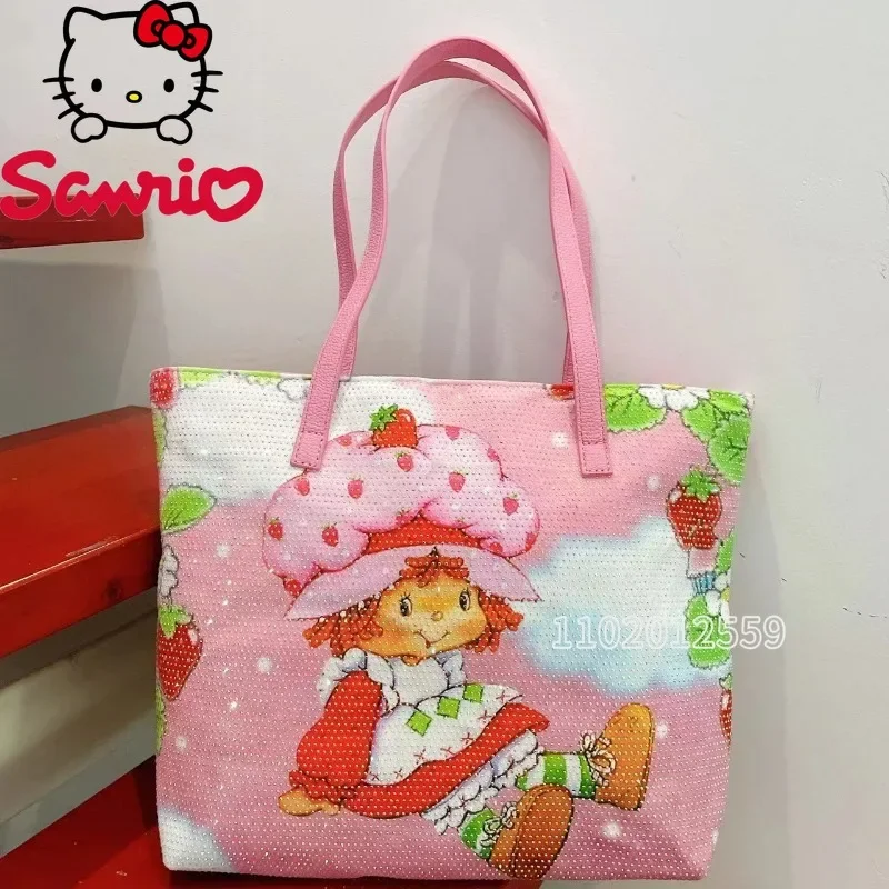 

MINISO Hello Kitty New Women's Diamond Shoulder Bag Cute Cartoon Women's Handbag Large Capacity Women's Tote Bag High Quality