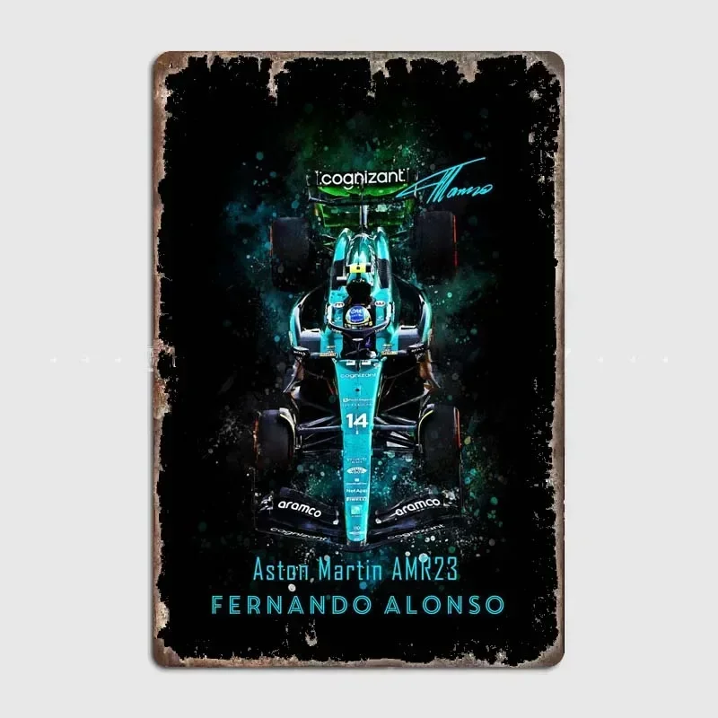 Fernando Alonso Stylish F1 Racing and Driver Art Prints on Tin Plaques - Ideal for Adding Charm To Room and Garage Walls