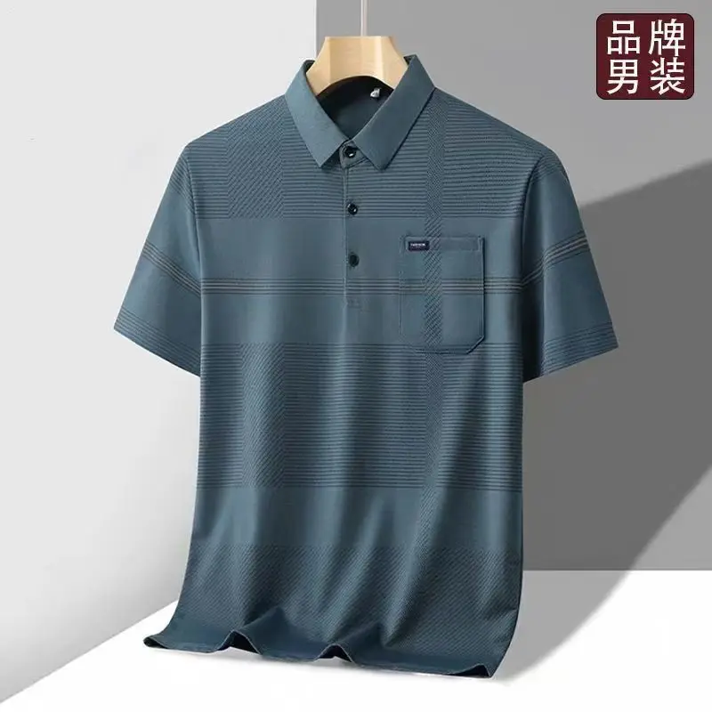 Summer Men's Short Sleeve Polo Shirt for Middle-aged and Elderly