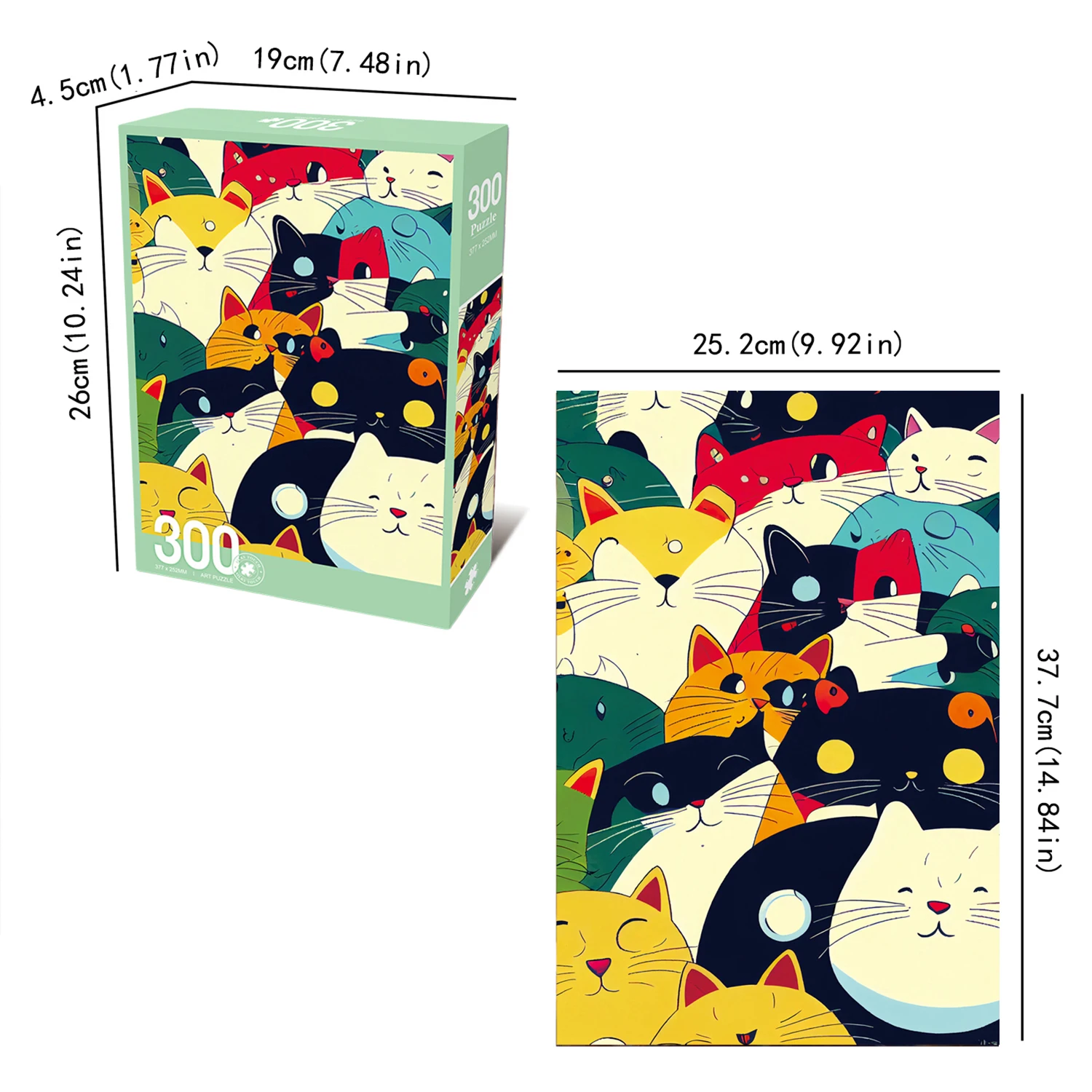 300pcs Group Cute Cats Velvet Material Floor Jigsaw Puzzles for Adults Home Decor Games Family Fun Educational Toys for Kids