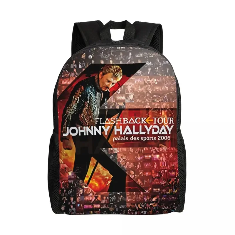 Custom Johnny Hallyday French rock laptop backpack men women fashion bookbag for school college students singer bags