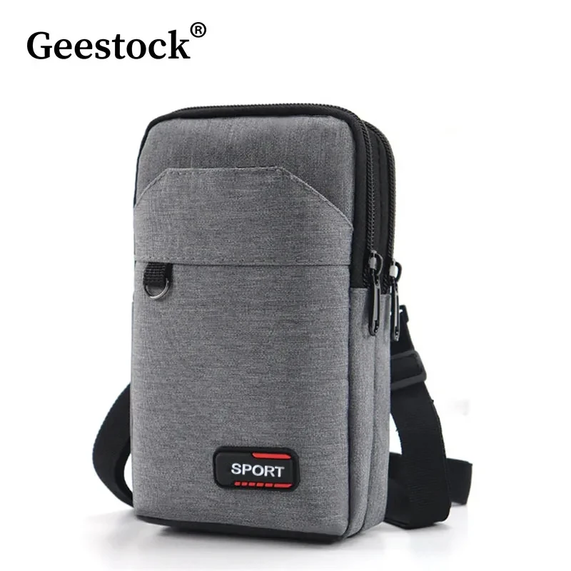 Geestock Waterproof Waist Bag For Men Fanny Pack Double Layer Phone Pouch Bag Outdoor Belt Bag Crossbody Сумка Для Телефона Муж