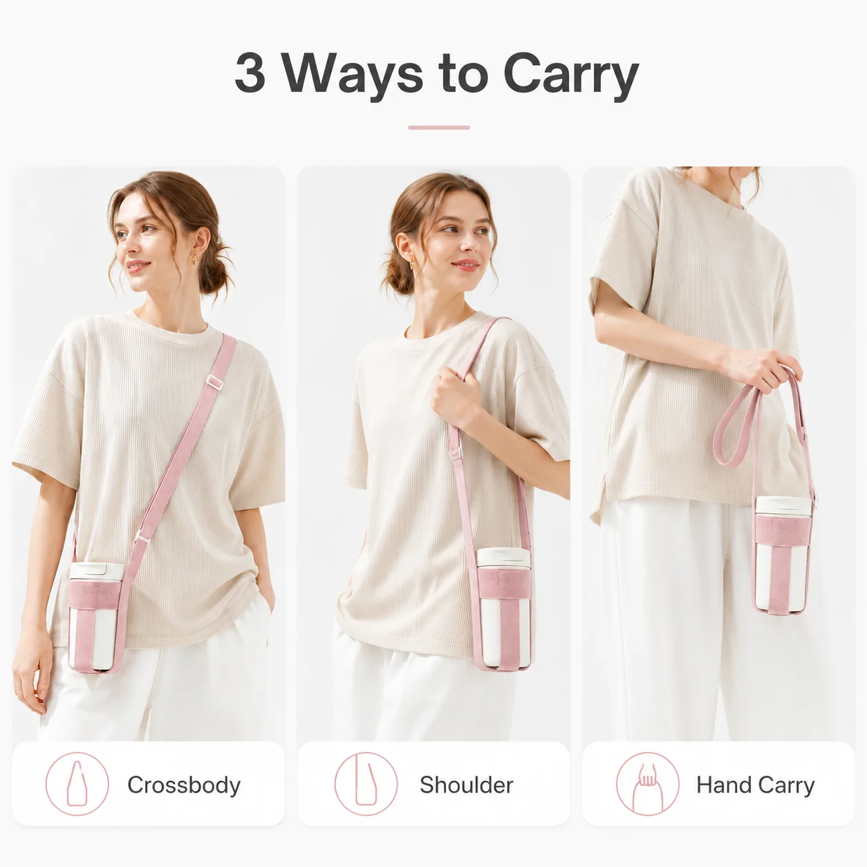 Water Bottle Carrier Bag Polyester Crossbody Cup Holder Strap Adjustable Shoulder Sling for Travel Walking Outdoor Sports Use
