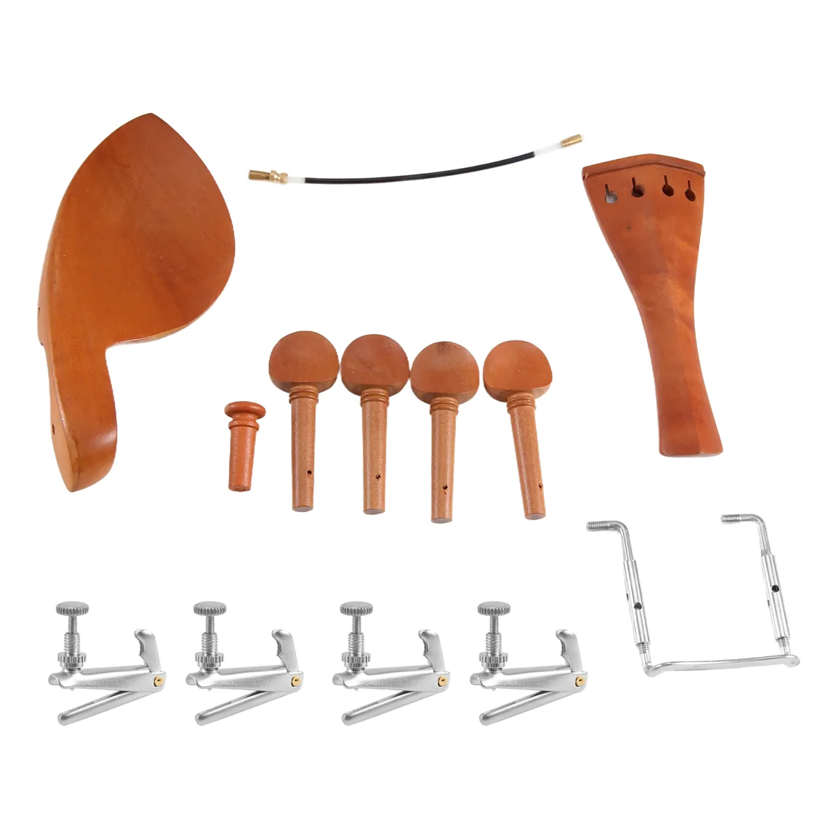 A Natural Jujube wood 4/4 violin Parts accessories Set of Fine-Tuning, Chinrest Chin Rest, Strings, Tail Nail, Tail Rope,