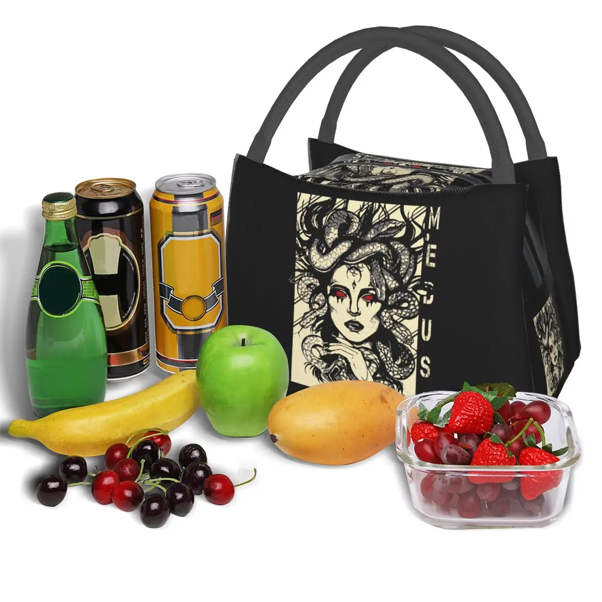 Ancient Greece Medusa Gorgon Vintage Style Lunch Bags Bento Box Resuable Lunch Tote Picnic Bags Thermal Bag for Woman Travel