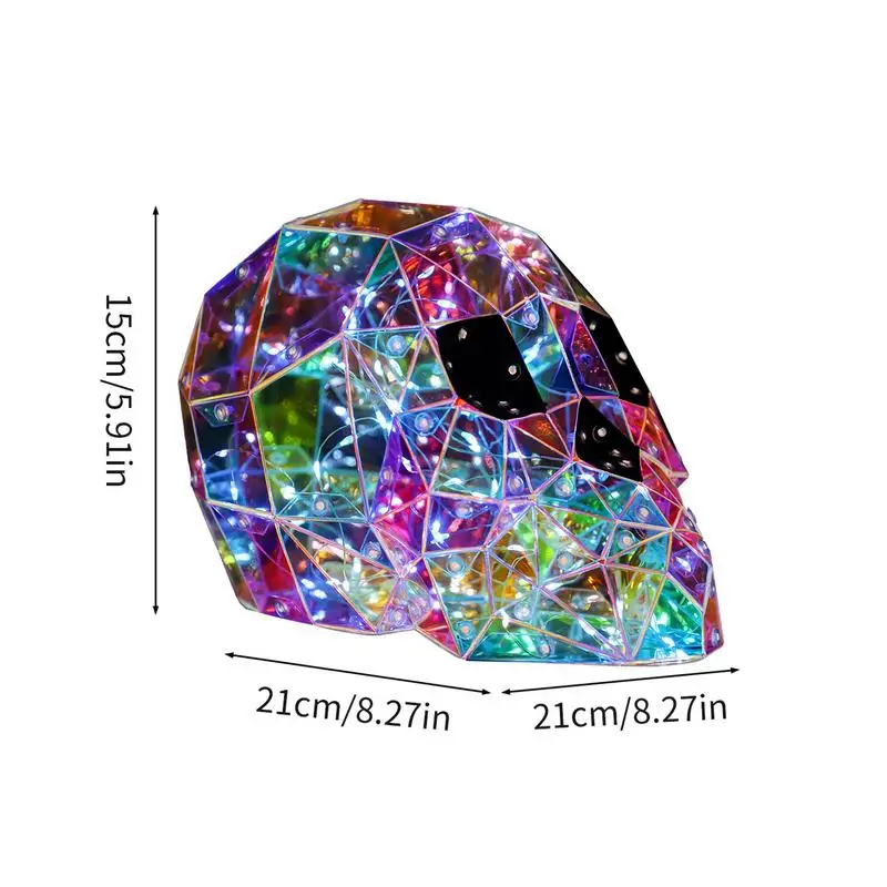 Lampu LED tengkorak pelangi LED Halloween, lampu Gothic warna-warni pencahayaan Halloween, lampu kerangka tahan lama kreatif untuk