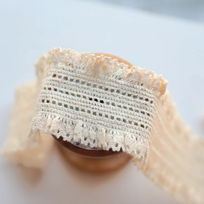 2 Meters 2.2-5.5cm wide Ivory Cotton Ruffles Lace Trim Dress Skirt Decoration Lace Accessories Lace Ribbon