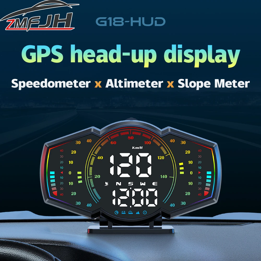 

G18 Head Up Display GPS Smart Digital Speedometer MPH KMH Overspeed Alarm Altitude Clock Driving Time Slope Meter Speed Meter