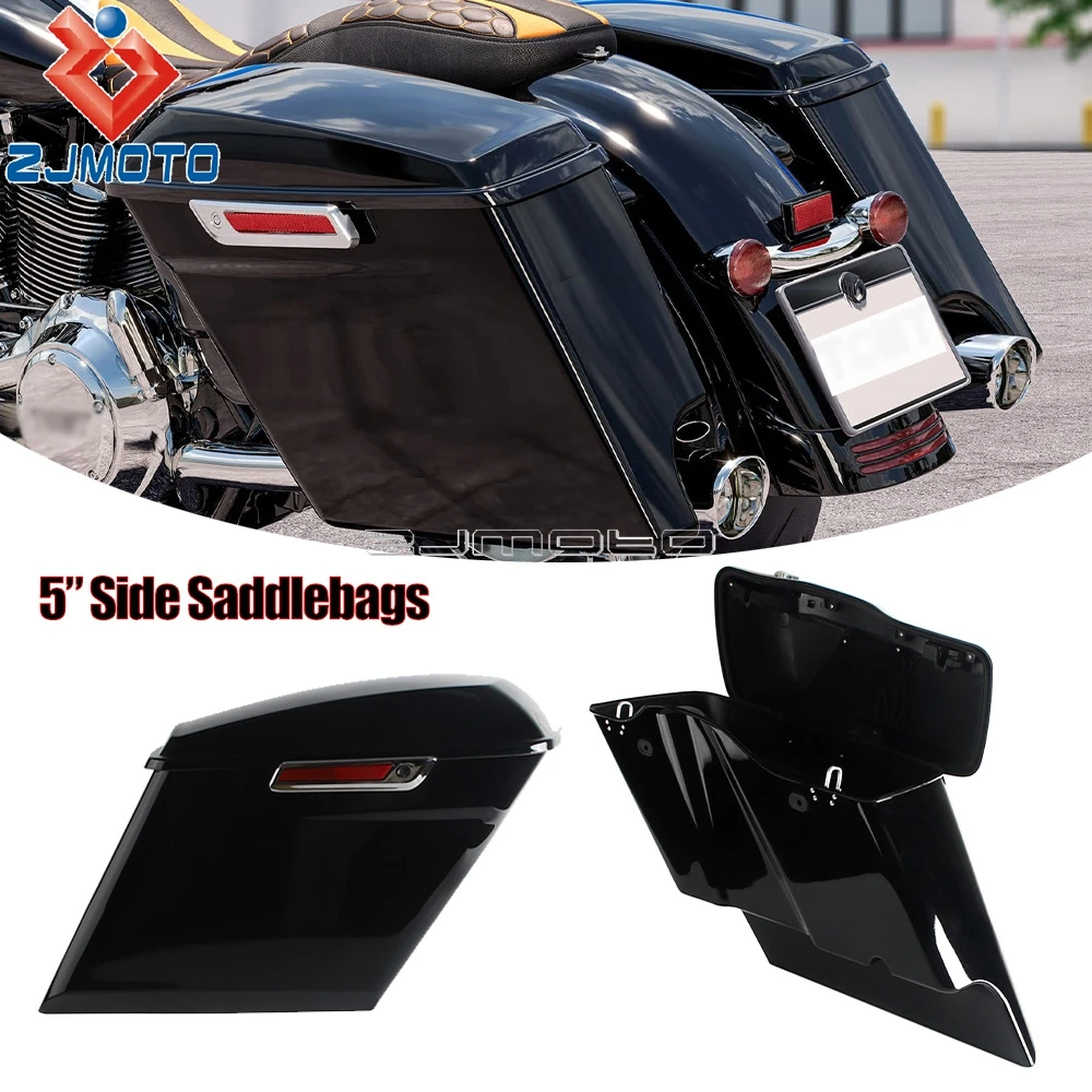 

Для мотоциклов Harley Touring FLT FLHT FLHTCU FLHRC Road King Road Glide 2014-2024: удлиненные боковые кофры 5 дюймов из ABS-пластика