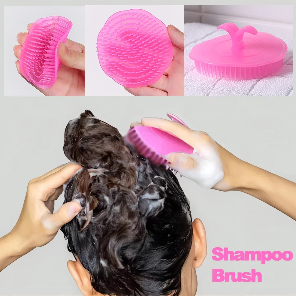 

Silicone Shampoo Brush Head Scalp Massage Comb Hair Washing Comb Body Massage Brush Bath Shower Brush Salon Hairdressing Tool