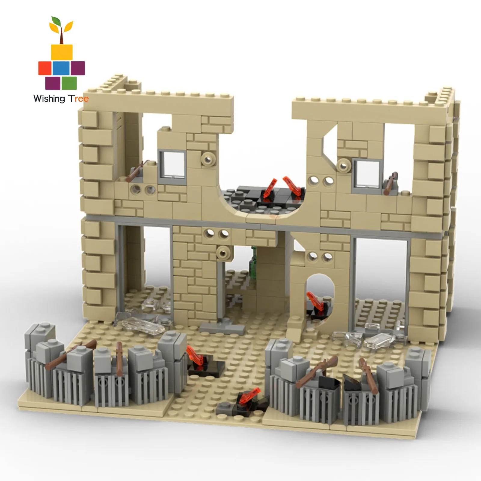 

Military Building Blocks Set - Small Bricks Battlefield Scene with Rifle Fortress Bunker for Kids