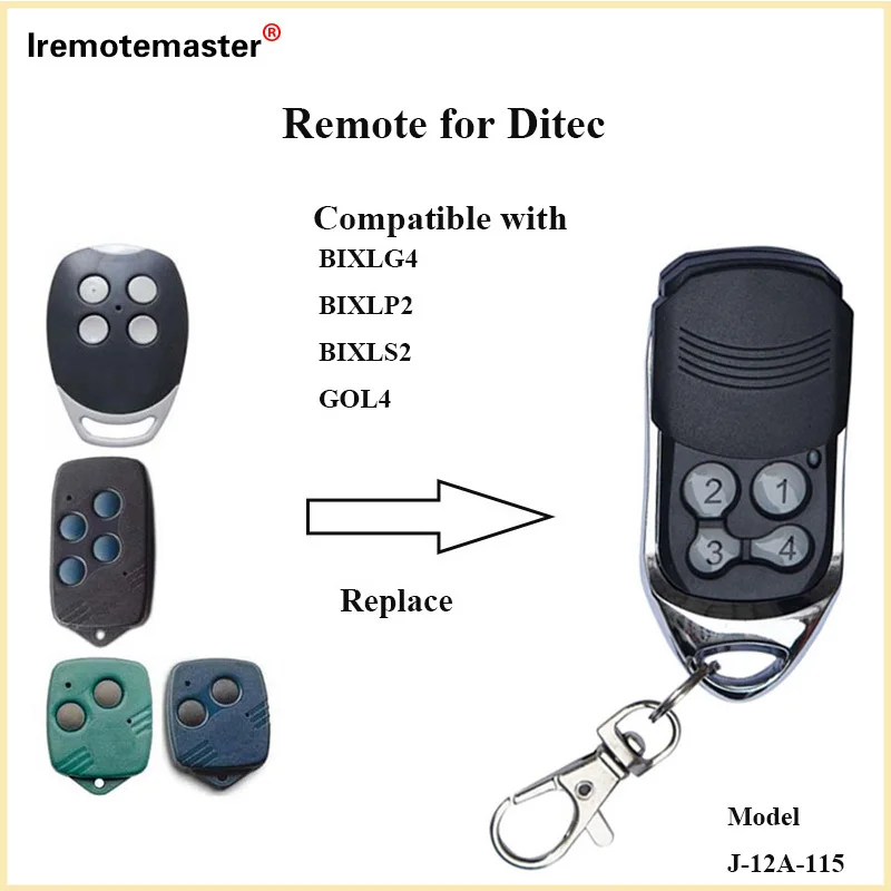 

For Ditec BIXLS2 BIXLP2 GOL4 BIXLG4 garage remote control rolling code 433MHz