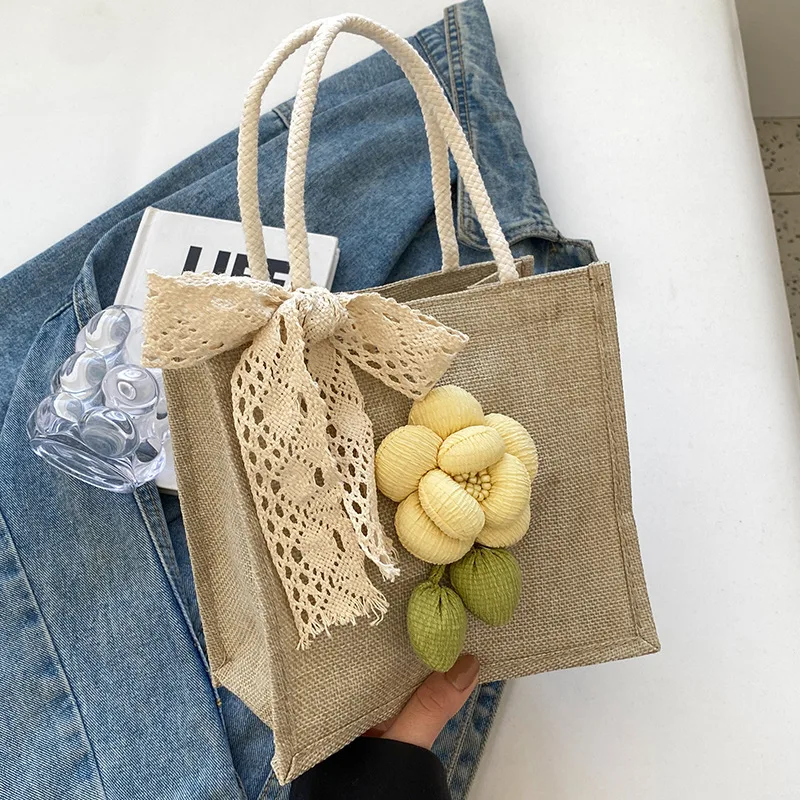 

New Women's Linen Handbag High-end Versatile Tote Bag Fashion Casual Daily Bag Portable Lunch Box Bag Gift Bag