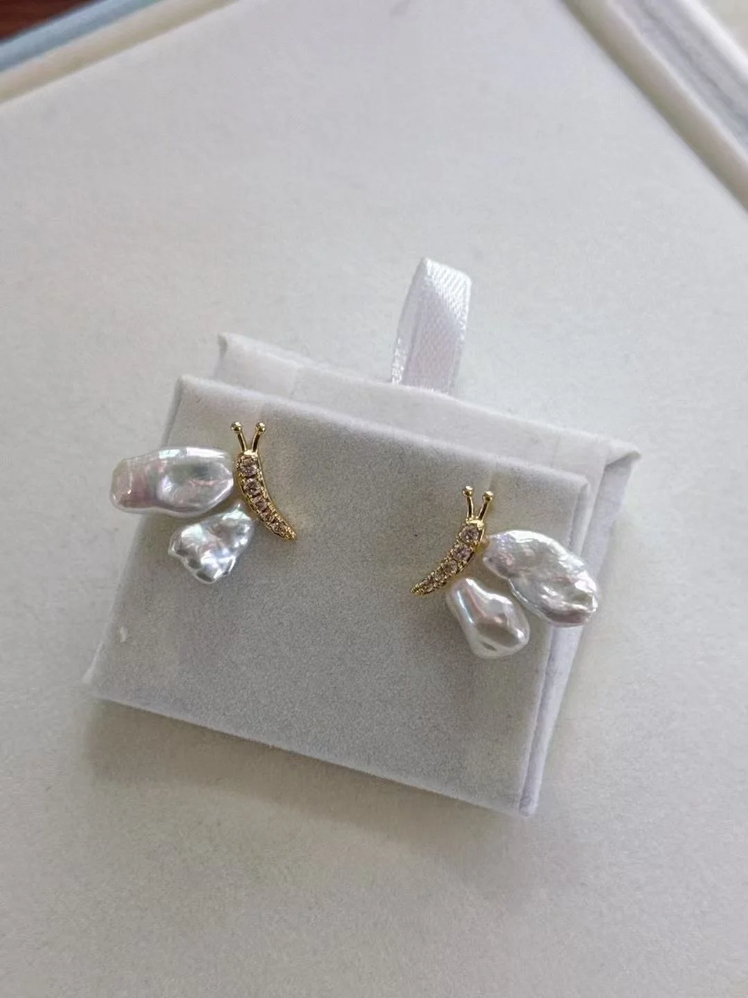 

Certificate 925 Silver Freshwater Keshi Petal Pearl Ear Stud AB Style Natural Baroque Earring Asymmetrical Precious Jewelry Gift