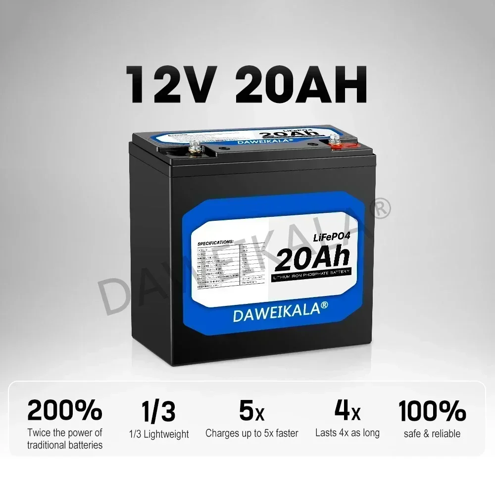 Nuova batteria 12V 20Ah LiFePo4 litio ferro fosfato 12V 24V LiFePo4 batteria ricaricabile per scooter per bambini motore per barche senza tasse