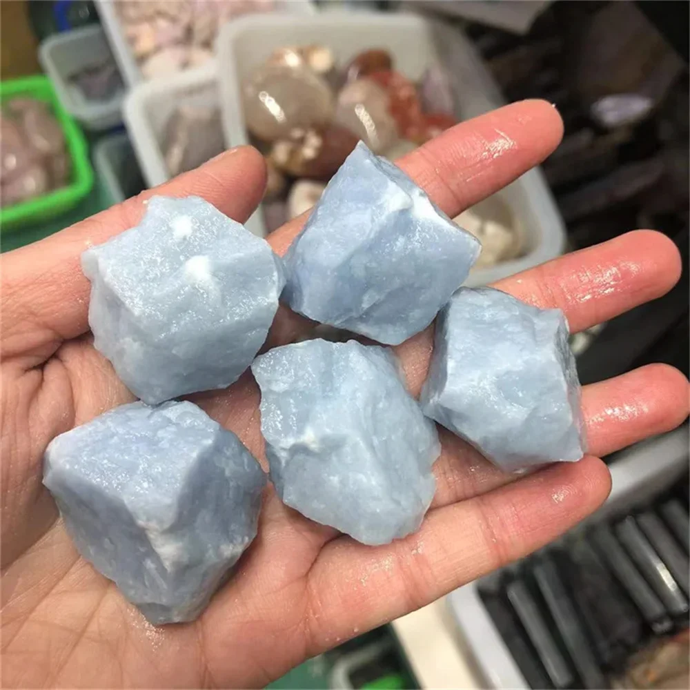 Natural Stones Angelite Rough Raw Gemstones Crystal Quartz Healing Reiki Gems Home Decoration