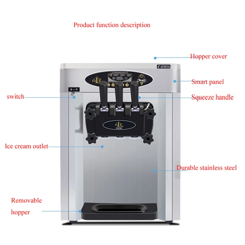 Three Flavor Soft Ice Cream Machine Factory Direct Sales 25L/H Commercial Stainless Steel 110V 220V