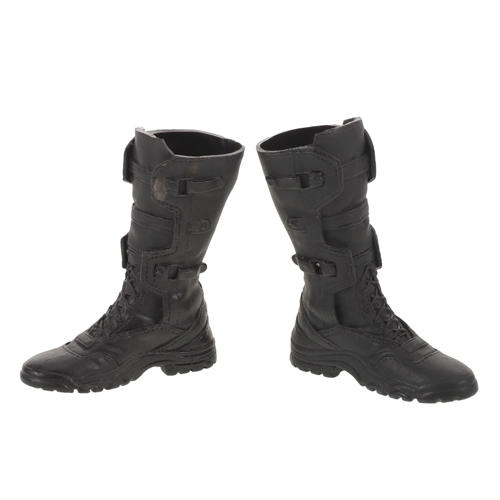 1 paio di stivali da soldato neri in scala 1/6, scarpe per action figure con inserto diretto, calzature militari in miniatura resistenti per uomo