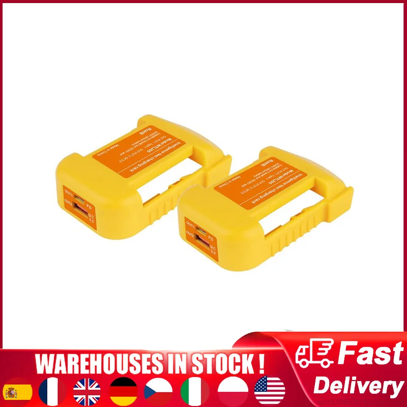 

2 Pack USB Charger Adapter for Dewalt 20V Battery 2 USB Holder with Type-C Fast Charging
