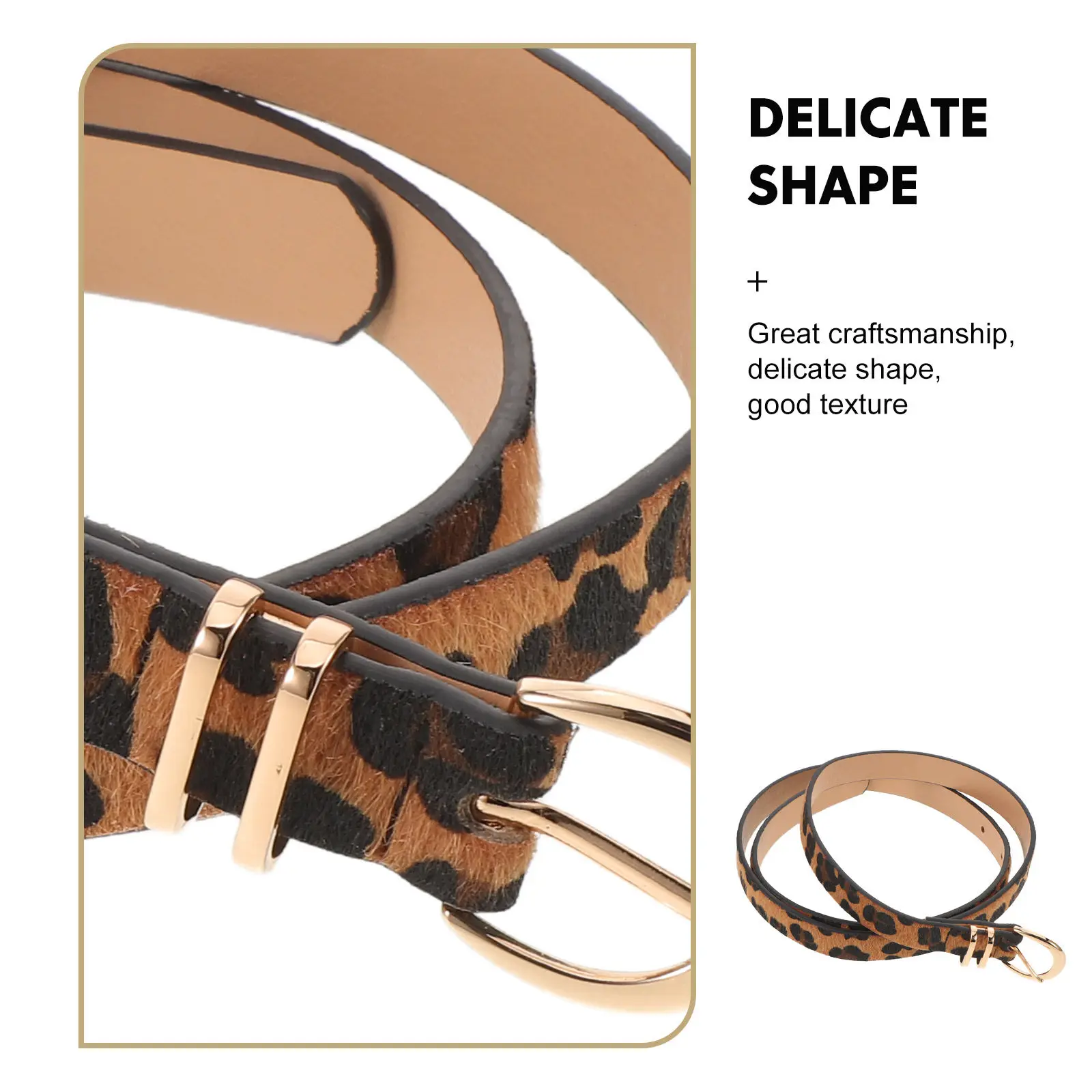 Women Leopard Print Faux Waist Belt Adjustable Buckle Western Style Vintage Belt for Jeans Dresses Dress Belts for Women