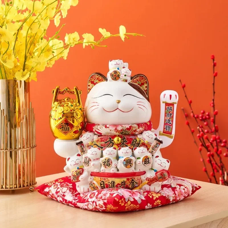 

Ceramic Lucky Cat Home Decor Waving Hand Cat Feng Shui Ceramic Fortune Cat Statue Kawaii Room Decor Accessories