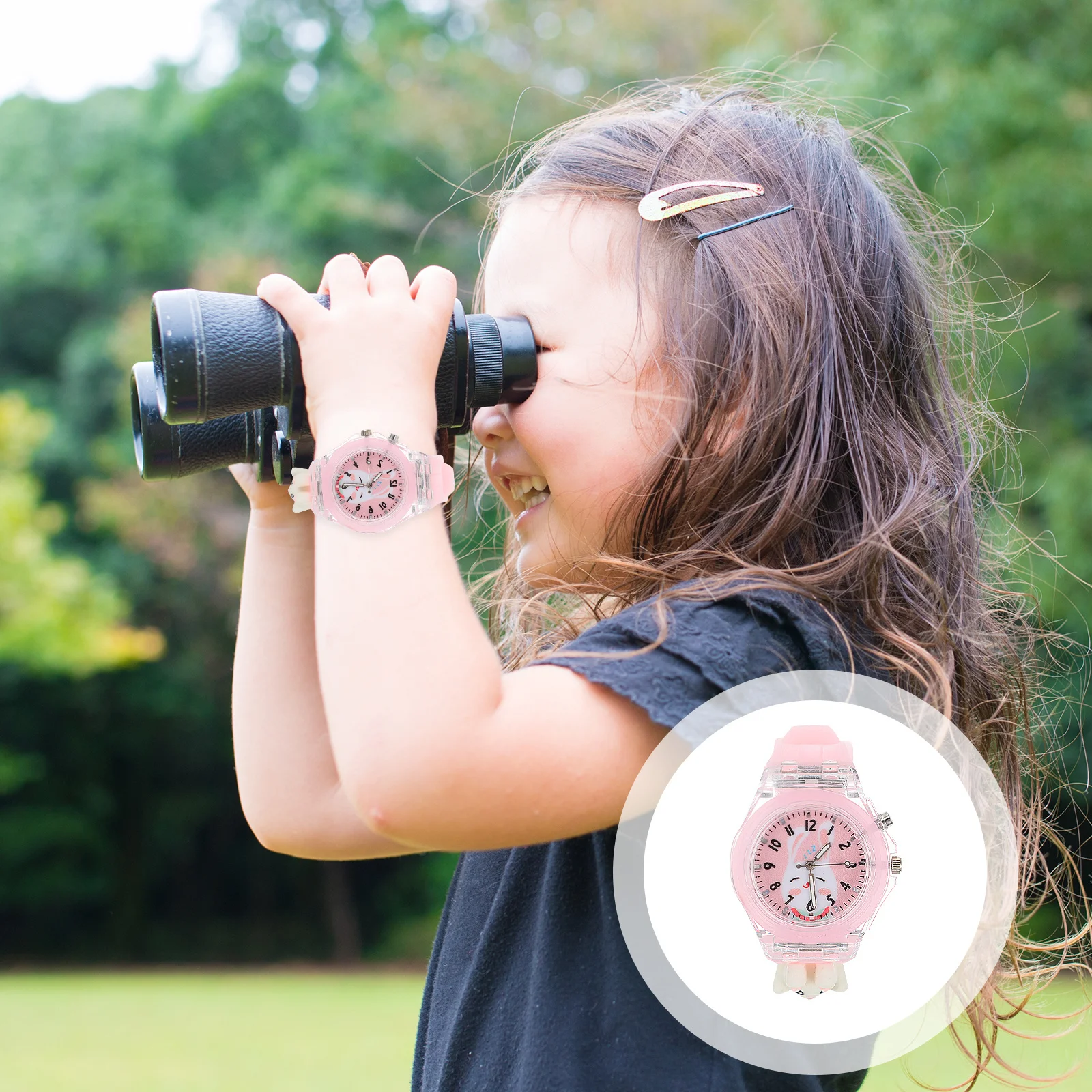 قطعة واحدة من ساعة LED الليلية المتوهجة لتصميم الرسوم المتحركة على شكل أرنب مضيئة مقاومة للماء هدية تعلم الوقت لعيد ميلاد الطلاب #1