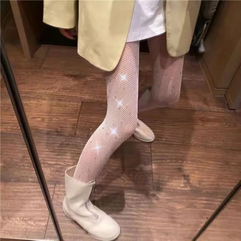 

Hot-Selling Rhinestone Fishnet Stockings for Women Sexy Shiny Pearl Rhinestone Stockings Hollow Mesh One-Piece Tights Wholesale