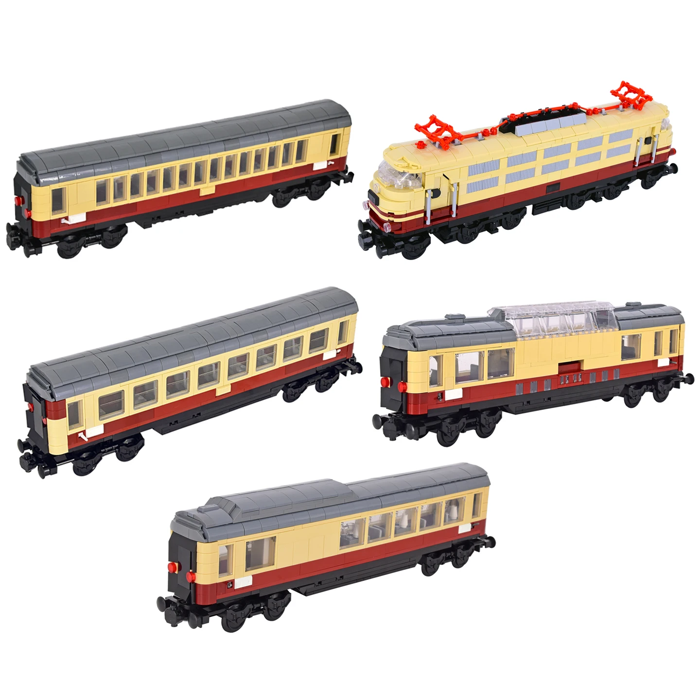 

MOC City Creative Double-decker Rheingold Passenger Dining car Train Express Rail Building Block Brick Technical Toy kid gifts