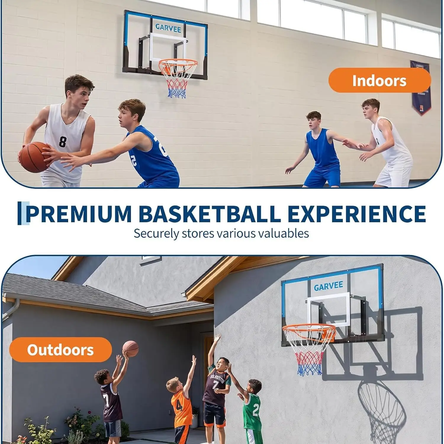 Tacleekii 43.3" Wall Mounted Basketball Hoop with Steel Frame Rim & PE-Padded PC Backboard for Indoor Outdoor Home Gym, Driveway, Playground - view 5