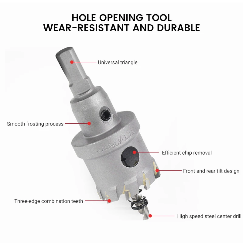 Carbide multi-tooth stainless steel hole opener Metal iron plate aluminum alloy round tube door and window reaming drill set