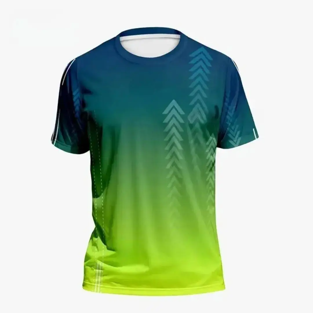 Unisex Multi Color Gradient Arrow Print Crew Neck Sport Tee Quick Dry Breathable Training Running Short Sleeve