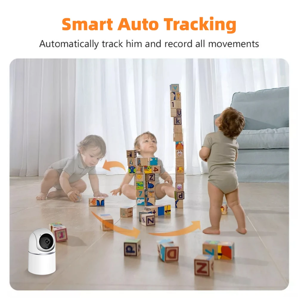 5MP Tuya Smart WiFi BLE Auto Motion Tracking Human Detect Audio Video Indoor Baby Monitor Onvif PTZ IP CCTV Protection Camera