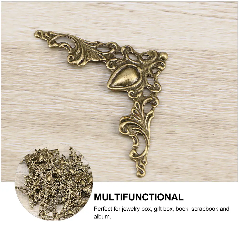 

100pcs Corner Protectors Vintage Bronze Decorative Guard For Jewelry Tissue Box Photo Album Scrapbook Wood Case Iron