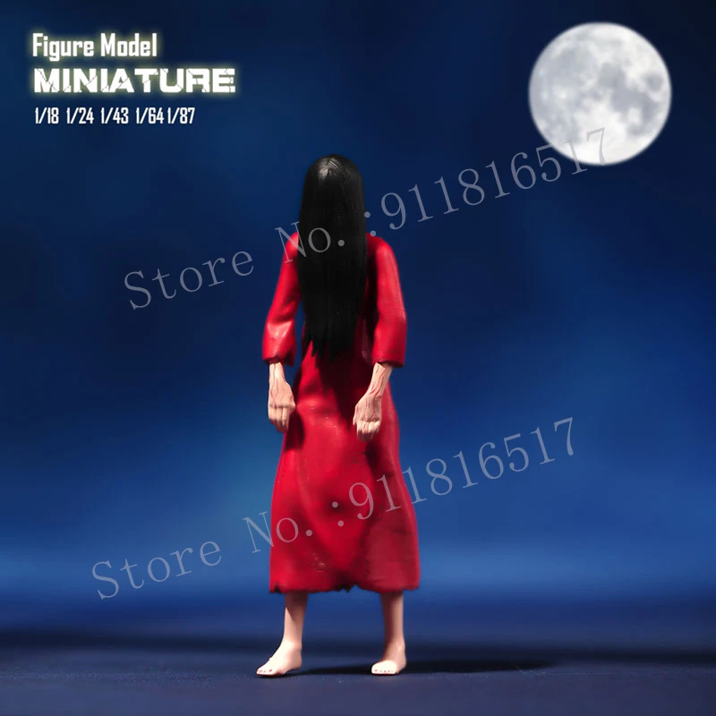 Miniatures 1/87 1/64 1/43 1/24 1/18 Japanese Female Ghost Sadako Action Figure Street Scene Sand Table Photography Props Model