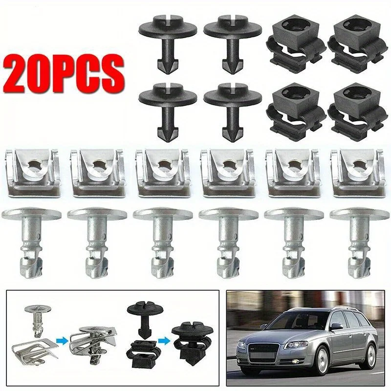 Engine engine hood screw kit, floor panel lower cover clamp accessory set, compatible with A4, A6, A8, TT