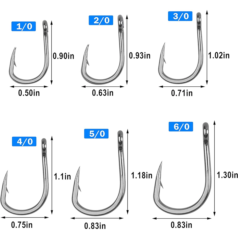 300Pcs Fishing Hooks Saltwater Live Bait Fishing Hooks Stainless Steel Strong Sharp Circle Hook for Big Game Fishing