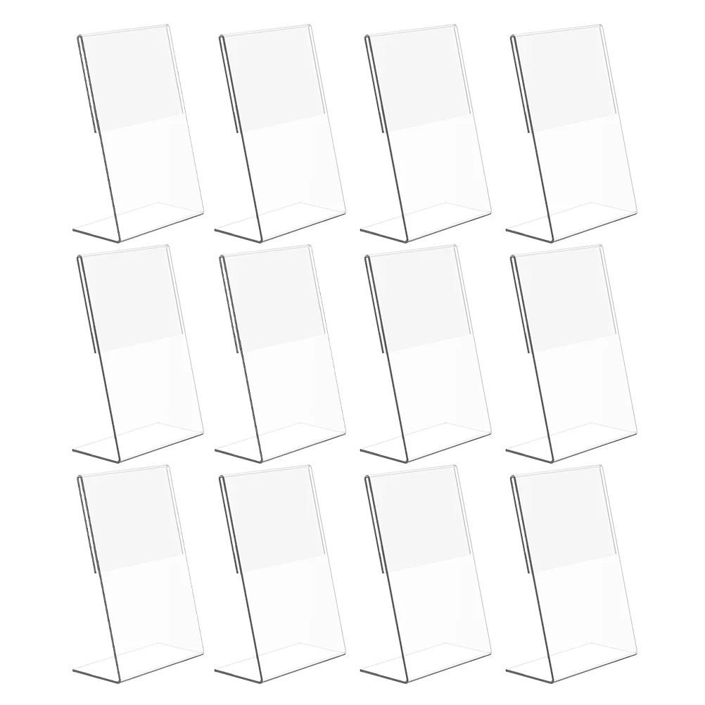 12 Pcs Price Tag Place Card Holder Table Number Holders Acrylic Frame Menu Shelf