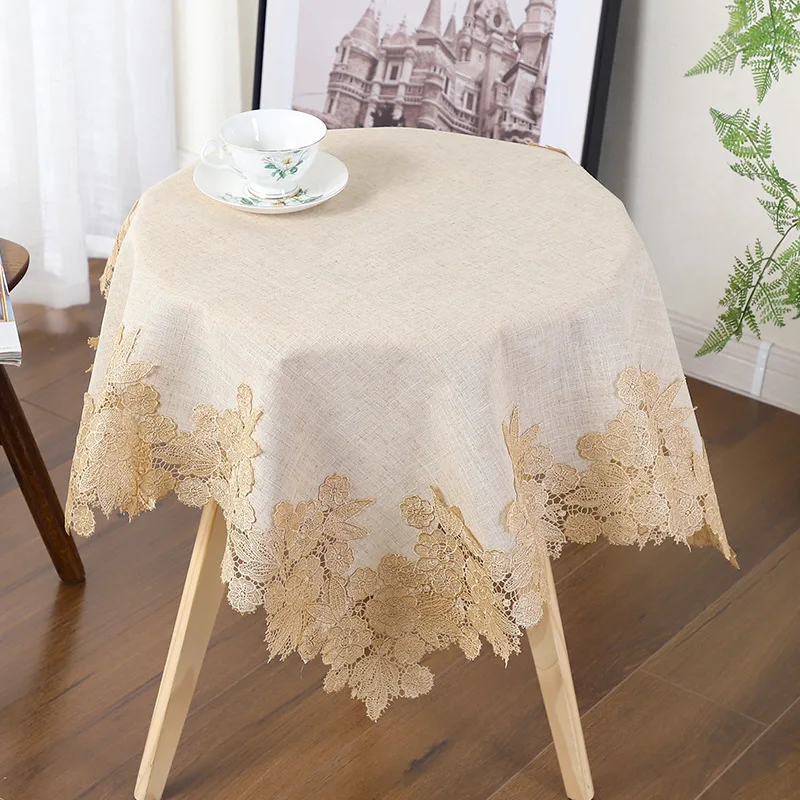 Table Cover White Linen Cotton Tablecloth Rectangular Flower American Fabric Nordic Tv Cabinet Table Cloth Lace Pattern Modern