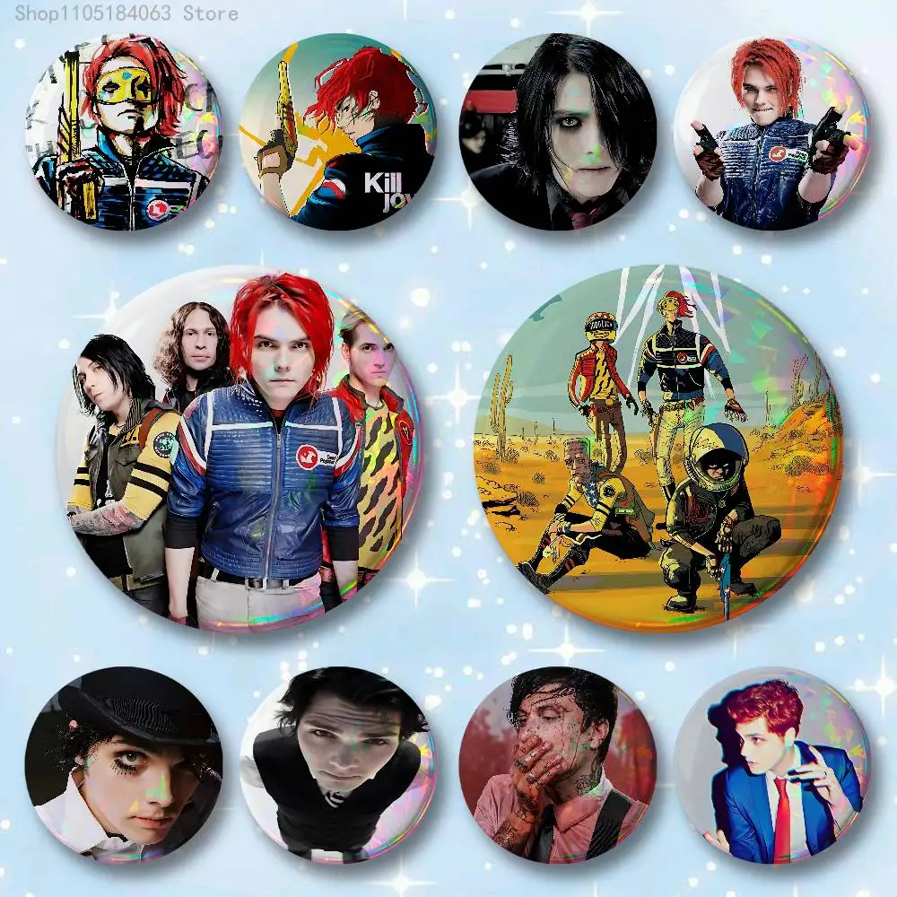 

G-Gerard W-Way M-MCR Badges 25 32 44 58 75 mm Round Cosplay Pin Bag Decor Fans Collect Friends Gifts Brooch Souvenir
