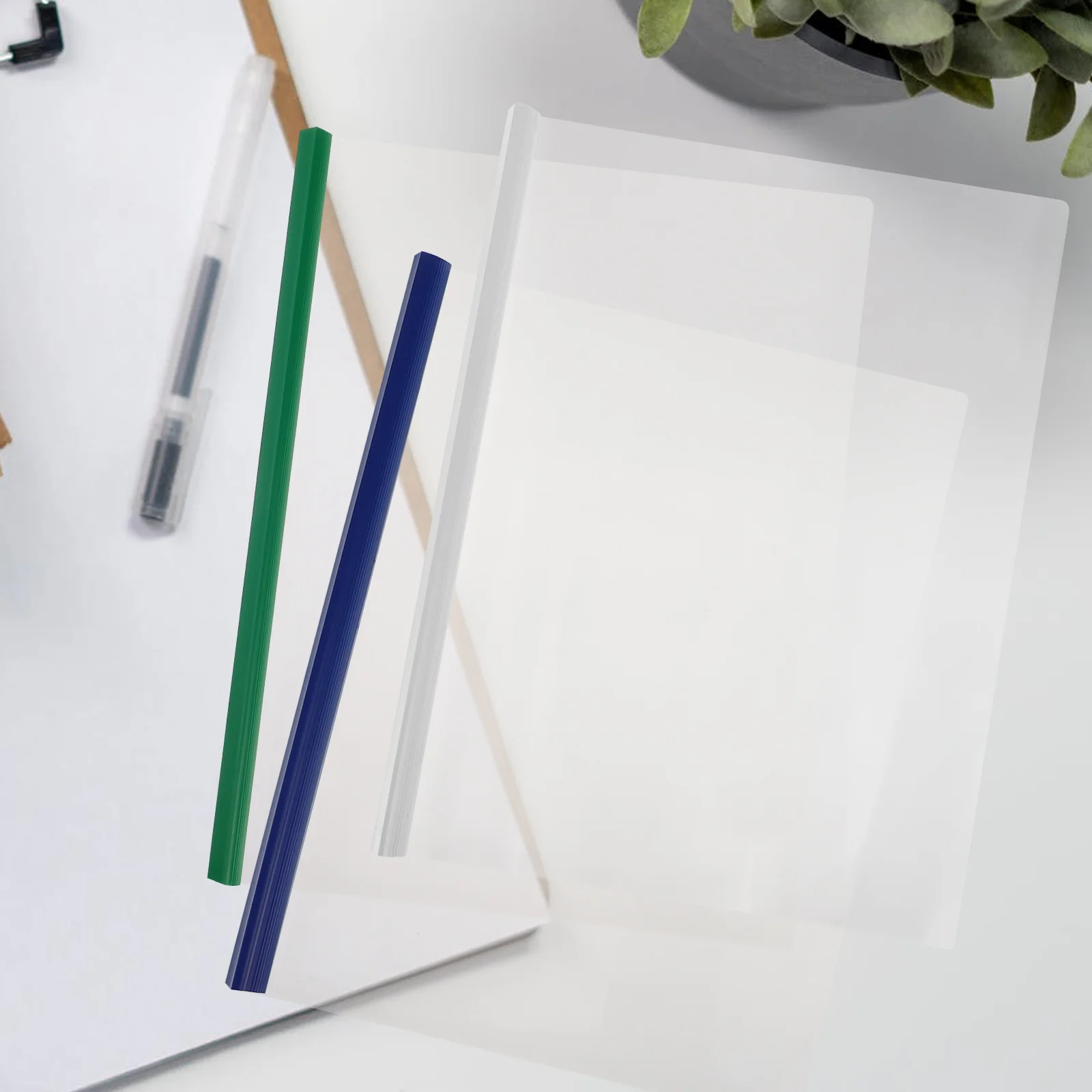 

10Pcs Clear Plastic Slide Binder Folders A4 Capacity Document Storage Clamps Smooth Pull Rod Design for Files Papers